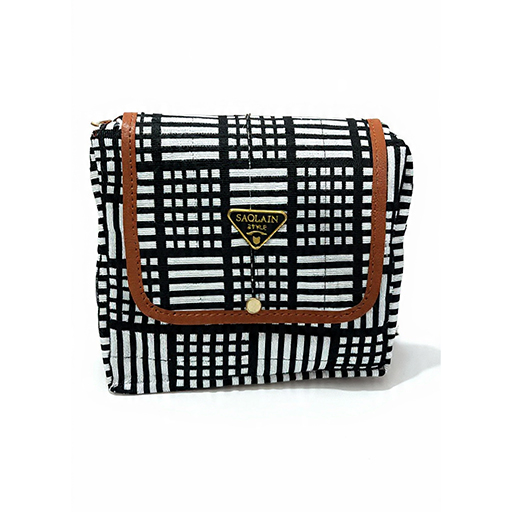 Saolain Style Black & White Checkered Canvas Sling Bag
